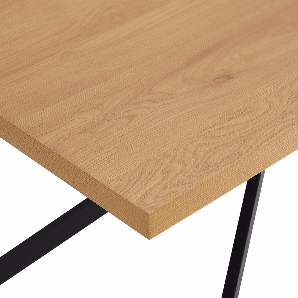 VonHaus Abel Rectangular 6 Seater Wood Effect Dining Room Table in Sand, Black and Brown, W/D/H: 150 x 85 x 75.5 cm – 4