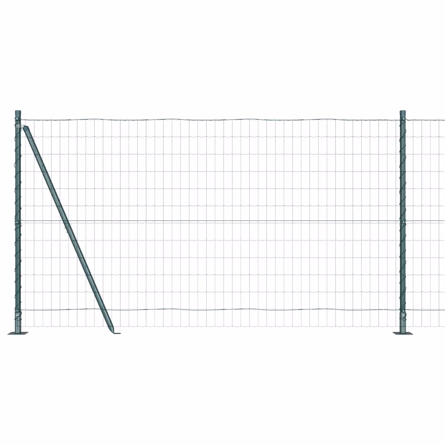 Berkfield Home Euro Fence with 7 Flanged Posts, Galvanised Steel, Silver, W: 10 m, H: 1.2 m – 2