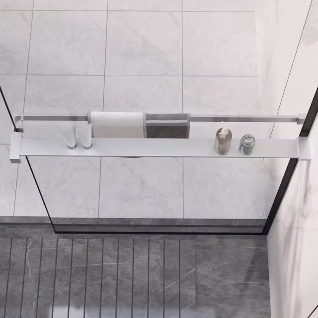 Berkfield Home Wall-Mounted Aluminium Shower Shelf in Silver, 80 cm – 1