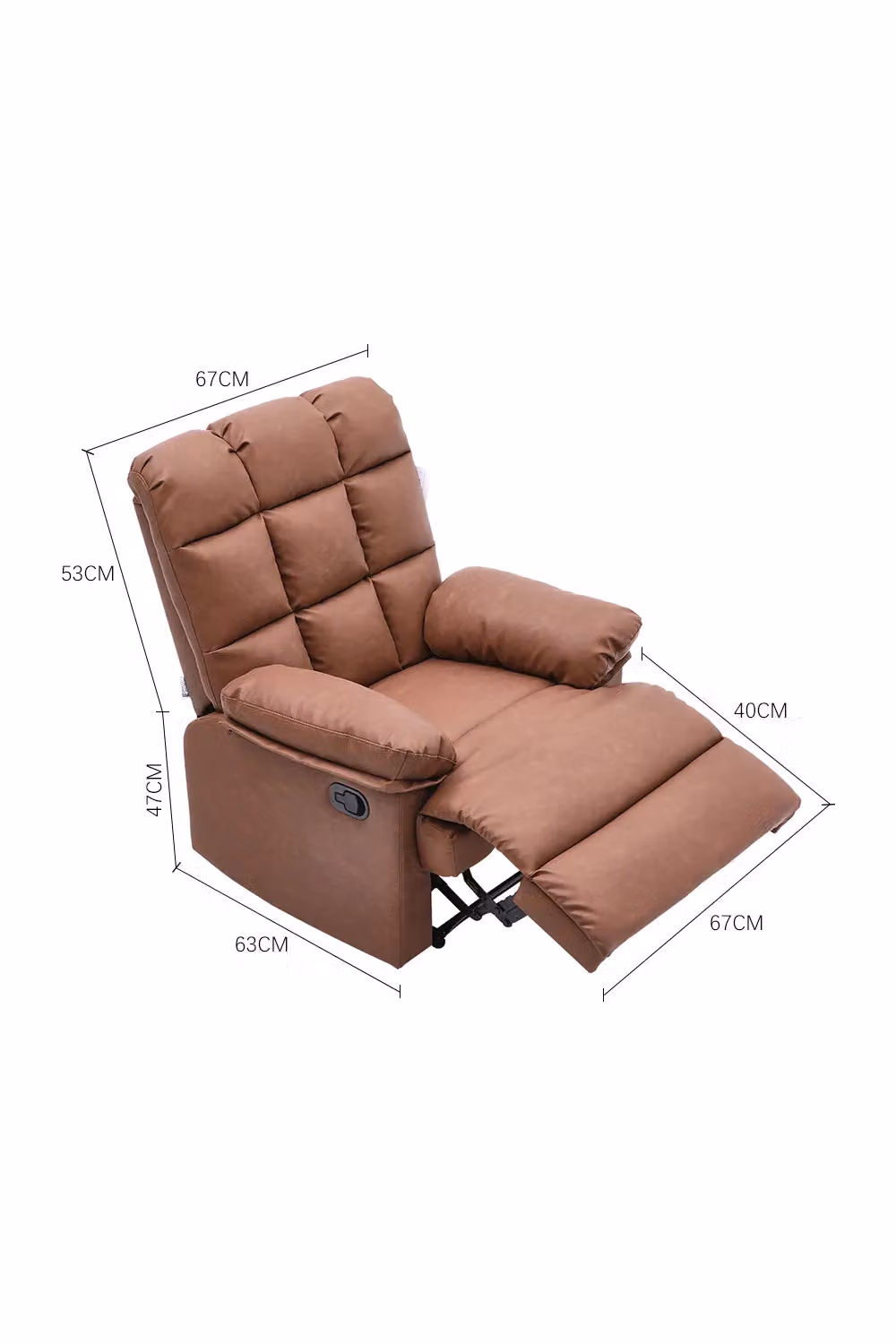 Living and Home Brown Checkered Faux Leather Electromotive Recliner Armchair – 2