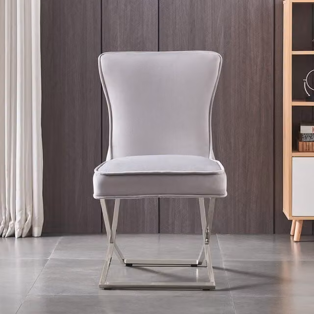 Life Interiors Trafalgar LUX Velvet Dining Chair in Light Grey