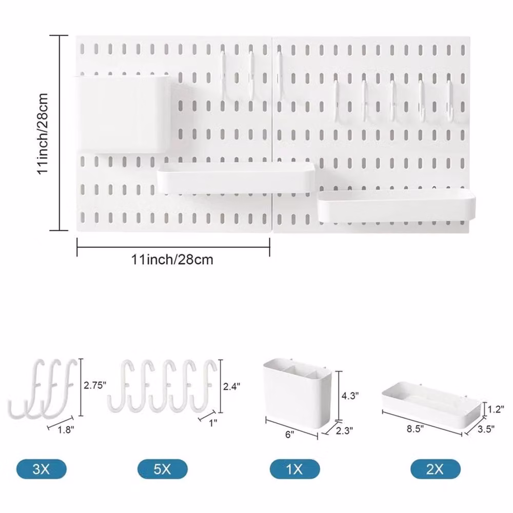 EONLION Wall Organiser System with Hooks in White, W/D/H: 50 x 50 x 50 cm – 2