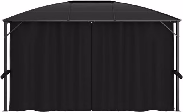 Berkfield Home Gazebo with Curtains, Anthracite and Black, W/D/H: 400 x 300 x 265 cm