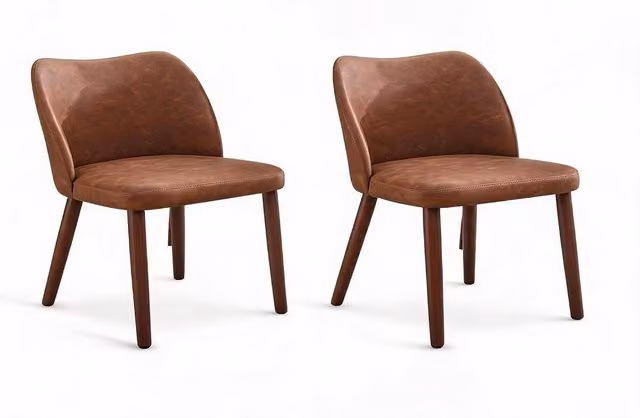 London Boutique Set of 2 Modern Upholstered Dining Chairs in Brown