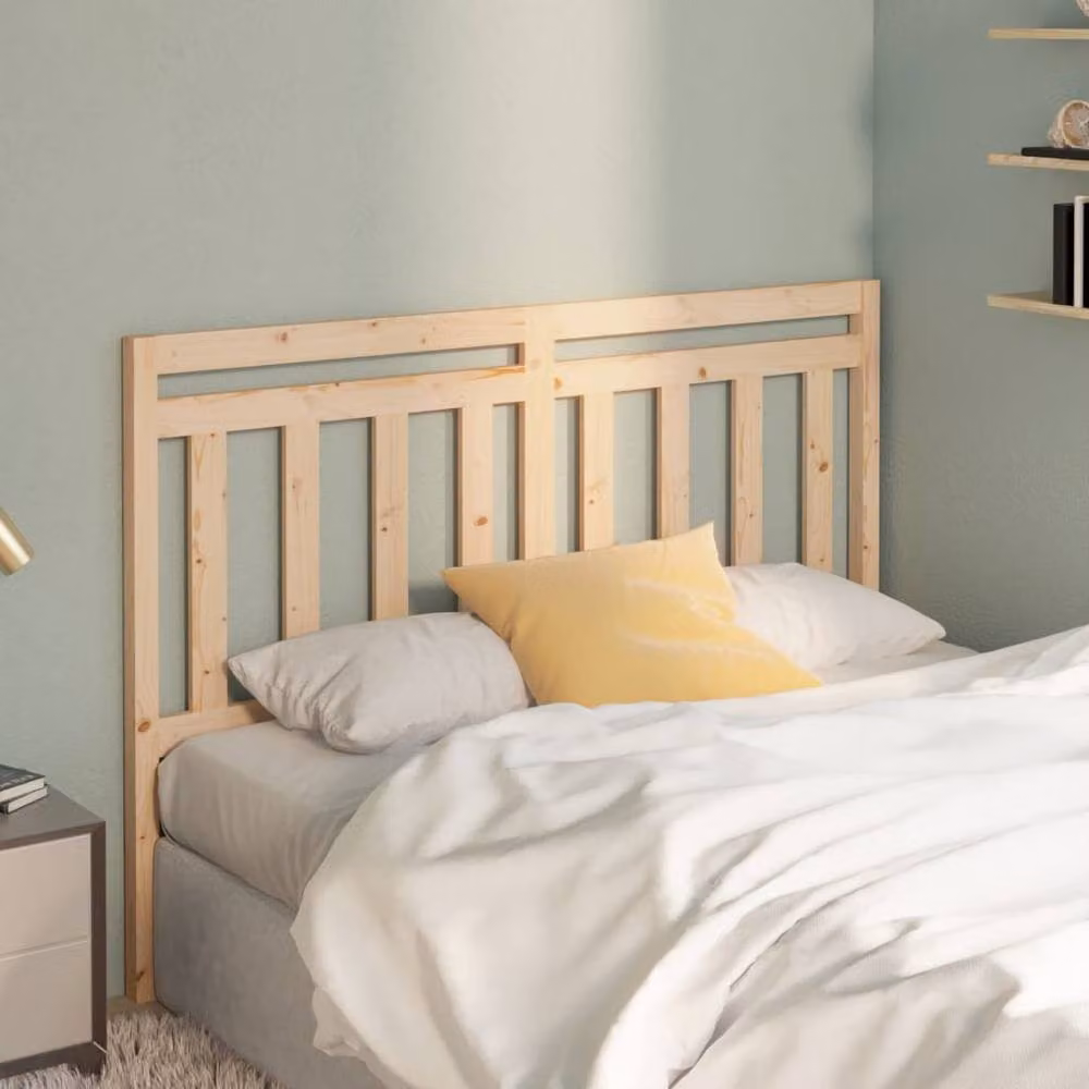 Berkfield Home Beautiful Solid Wood Pine Bed Headboard in Natural, W/D/H: 156 x 4 x 100 cm – 2