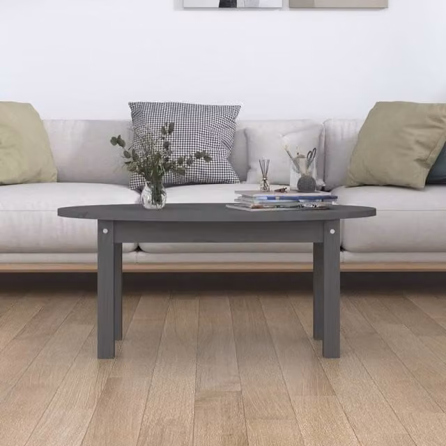 Berkfield Home Beautiful Grey Solid Wood Pine Coffee Table W/D/H: 80 x 40 x 35 cm
