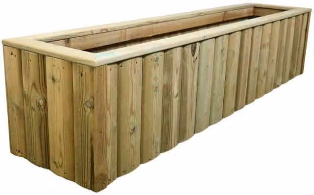 Churnet Valley Garden Furniture Ltd Log Lap Wooden Planter Trough, Pressure Treated, Brown, Pack of 2, W: 120 cm, H: 40 cm, D: 20 cm