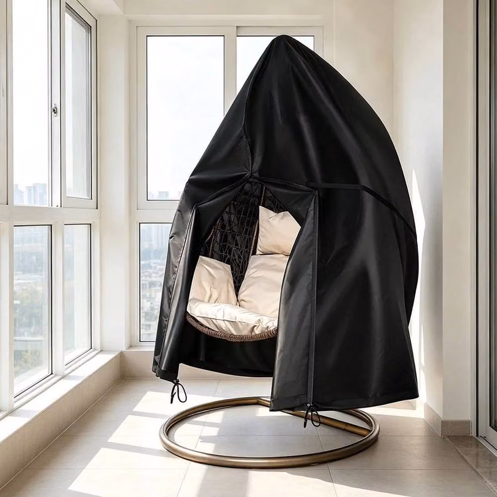 Pawnora Water Repellent 420D Oxford Polyester Double Egg Chair Cover in Black – 4