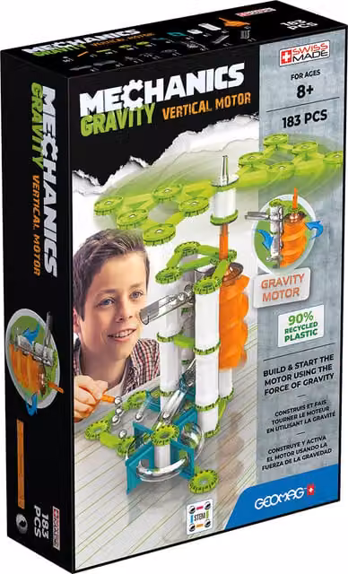 Geomag Mechanics Gravity Recycled Vertical Motor Creative Construction Set, Green, 183 Pieces