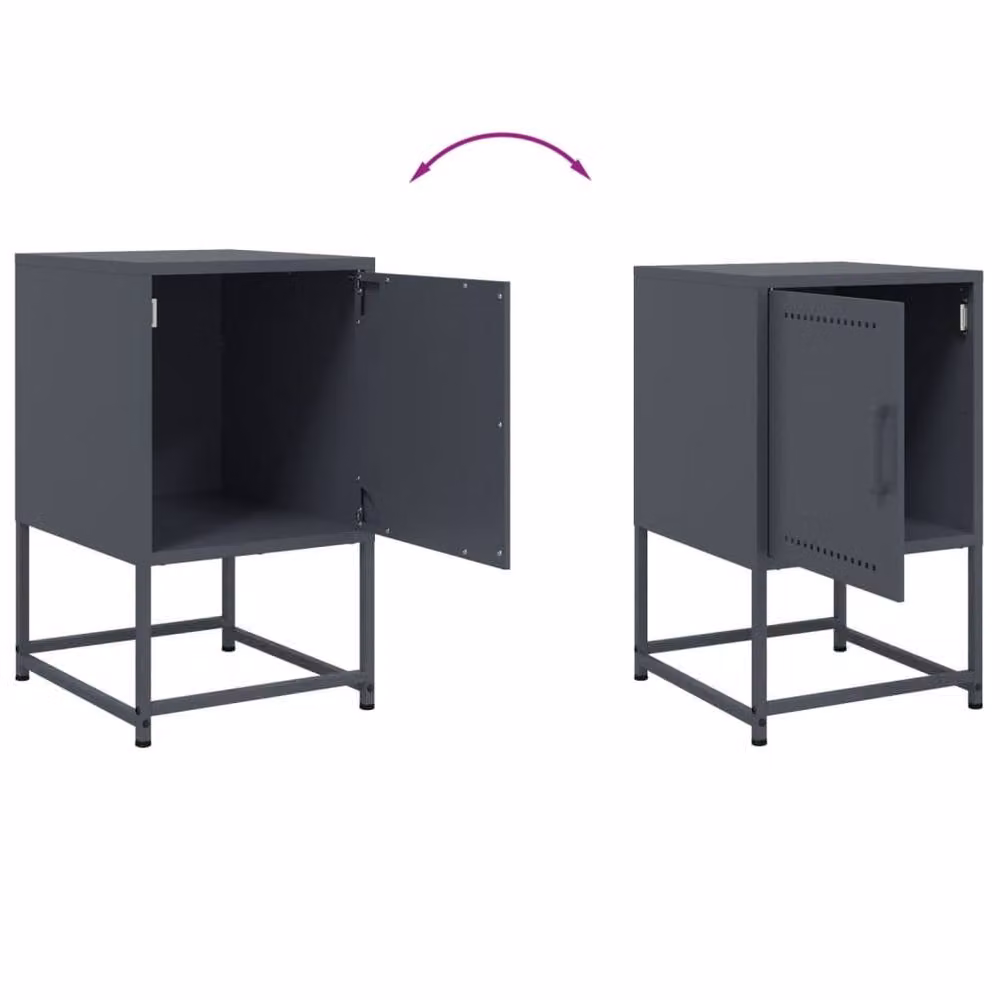 Berkfield Home Set of 2 Anthracite Metal Bedside Cabinets, W/D/H: 36 x 39 x 60.5 cm – 3