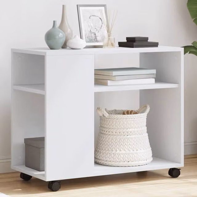 Berkfield Home White Side Table with Castors, W/D/H: 70 x 35 x 60 cm – 1