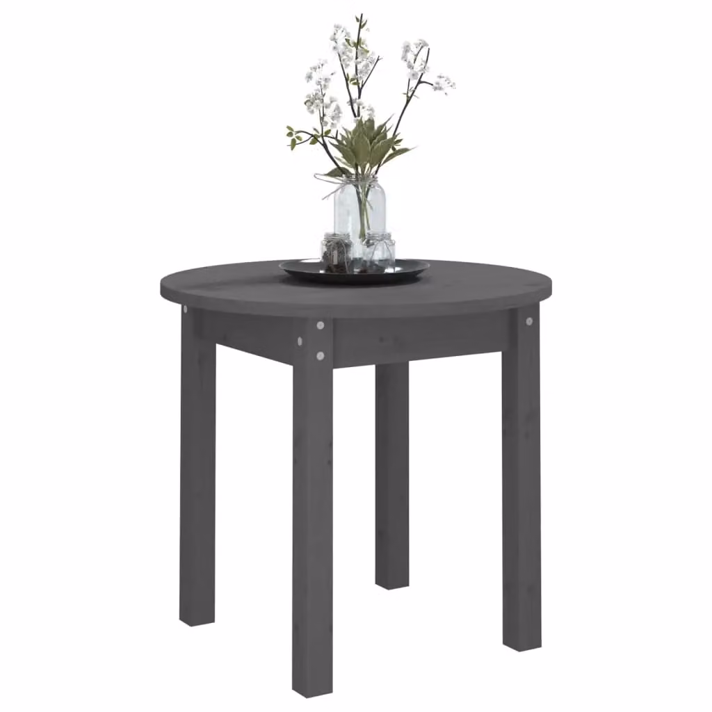 Berkfield Home Round Grey Solid Pine Wood Coffee Table, Diameter: 45 cm, Height: 40 cm – 3