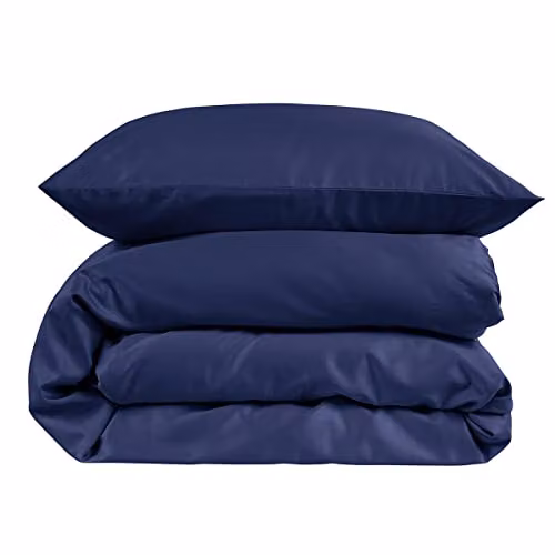 Christy 400 Thread Count Mako Satin Cotton Duvet Cover and Pillowcase Set in Blue, W/D/H: 180 x 200 cm and 50 x 75 cm – 4