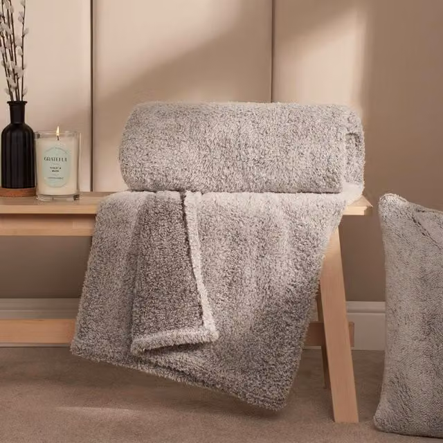OHS Grey Fluffy Fleece Blanket Throw, 200 cm