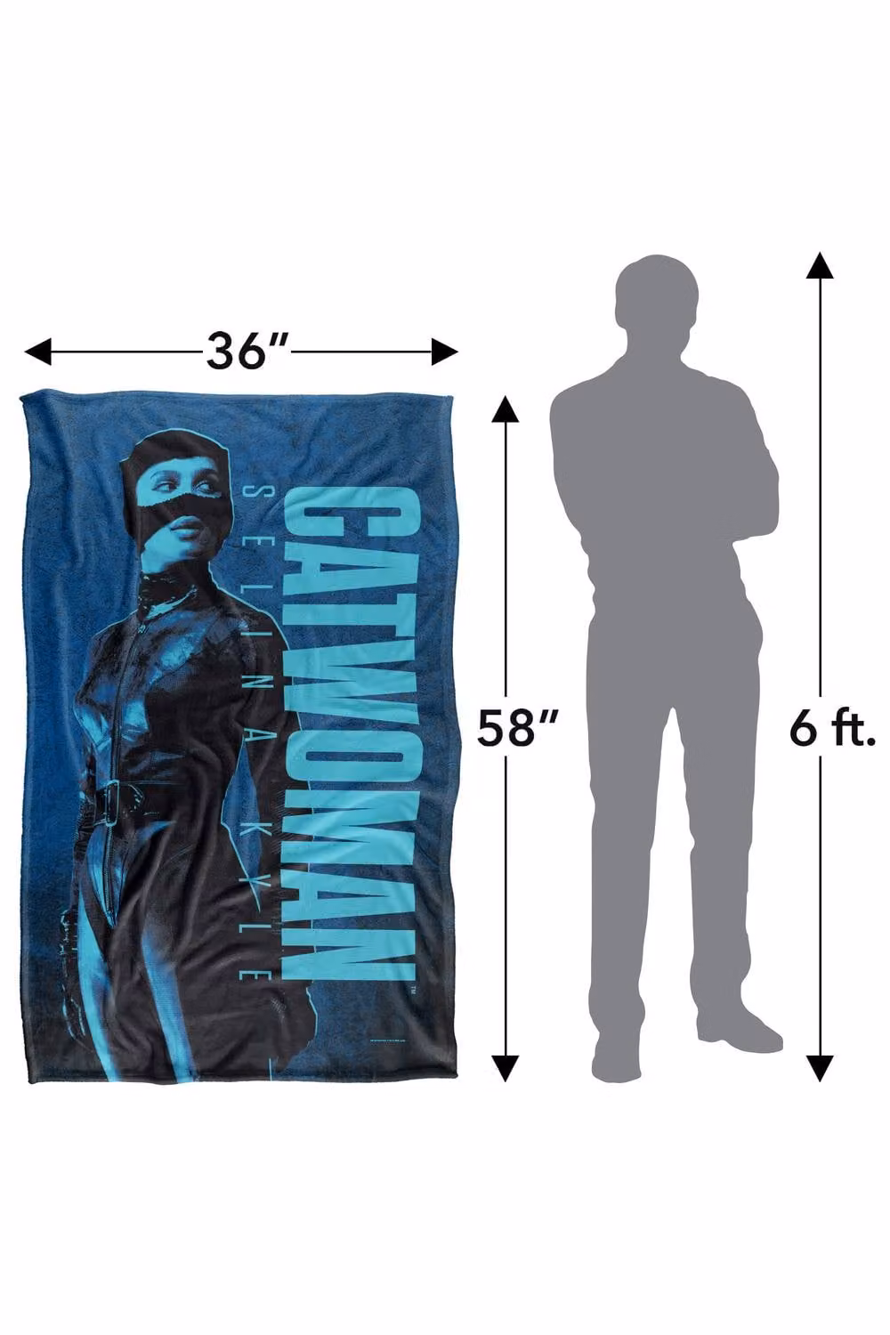 Warner Bros. The Batman (2022) Catwoman Super Soft Fluffy Polyester Throw Blanket in Blue and Multicolour, Large – 3