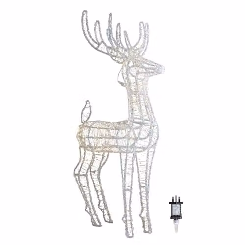 Samuel ALEXANDER Light up Acrylic Christmas Reindeer Decoration in White and Transparent with 1040 Warm White LEDs, H: 103 cm – 3