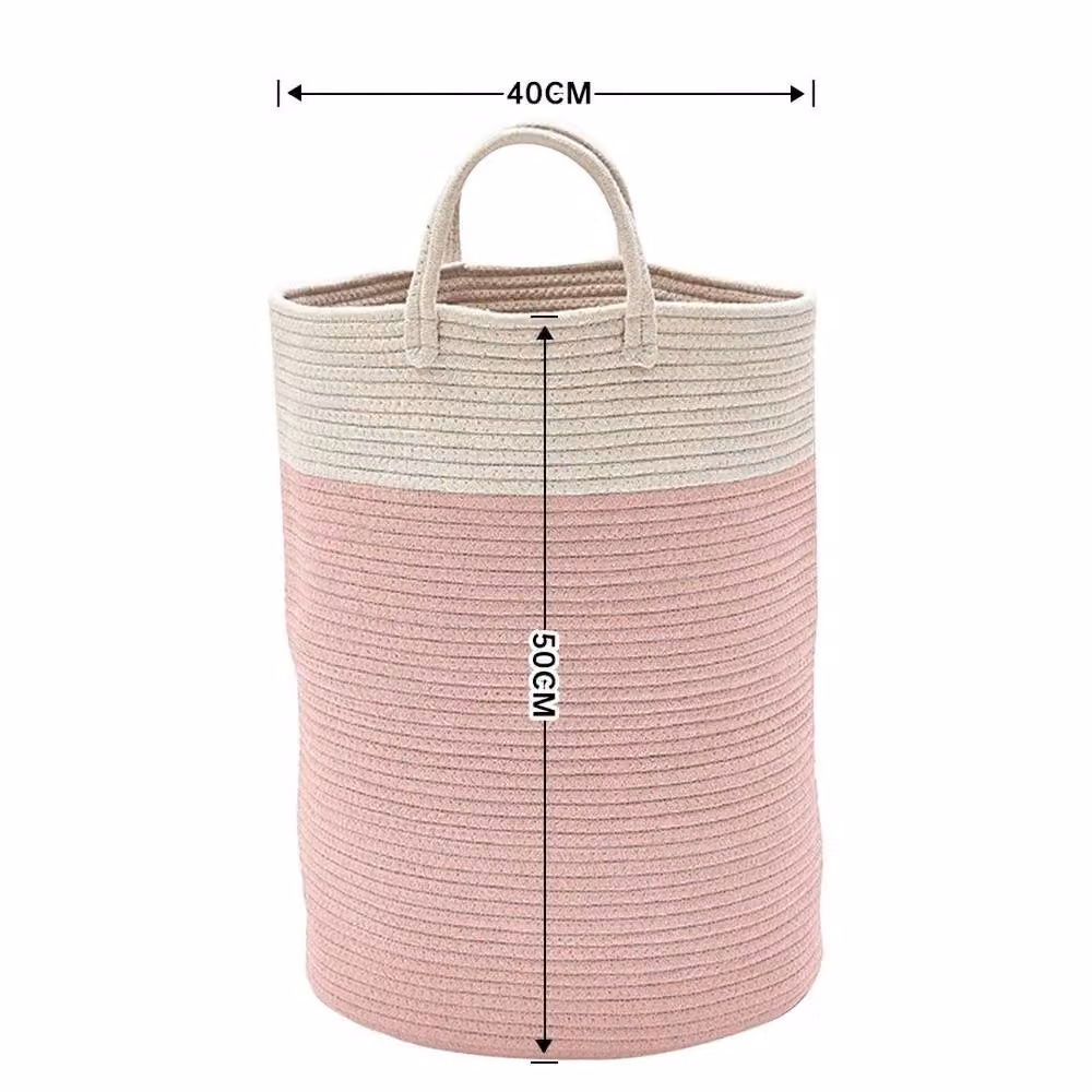 KORVIXA Pink Large Woven Tall Laundry Hamper with Handles and Cotton Fabric, Height: 100 cm – 2