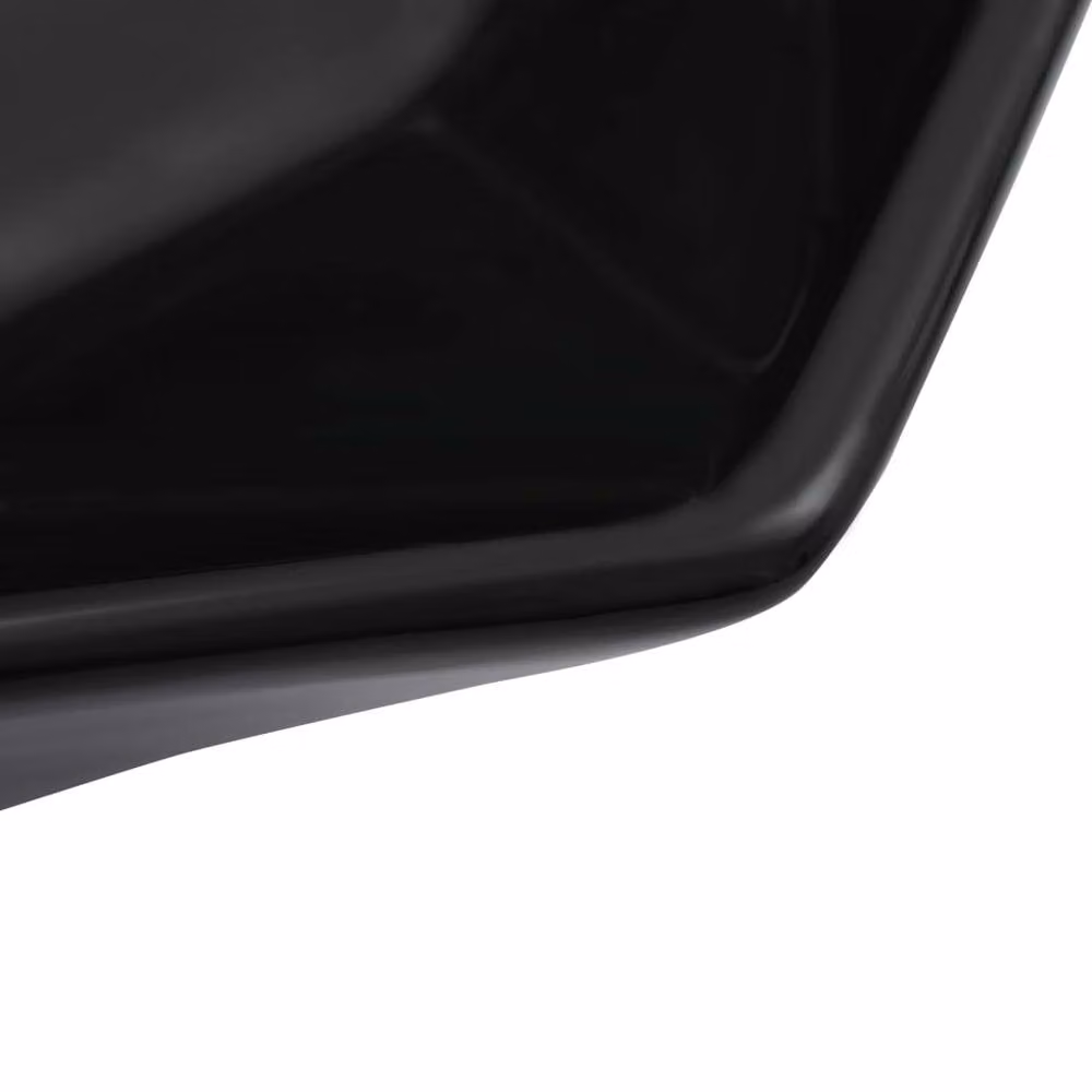Berkfield Home Asymmetric Ceramic Countertop Wash Basin, Black, W: 41 cm, D: 36.5 cm, H: 12 cm – 3