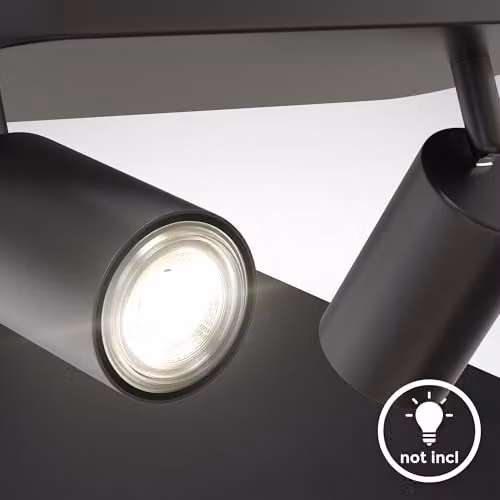 B.K.Licht Black Metal Ceiling Spotlight Bar with 4 Adjustable GU10 Sockets – 7