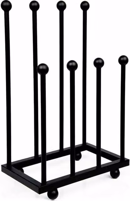 Crystals Black Metal Wellington Boot Rack and Shoe Storage Stand for 4 Pairs of Wellies
