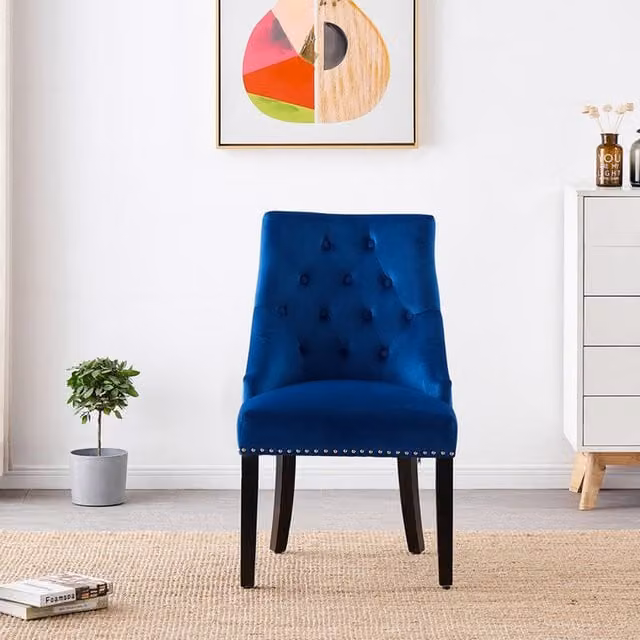 Life Interiors Windsor LUX Velvet Dining Chairs, Set of 2, Blue