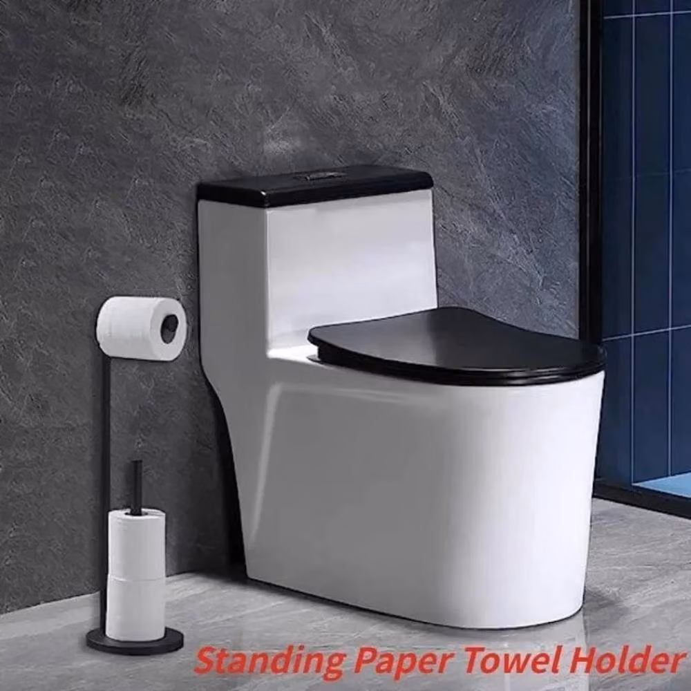 EONLION Black Freestanding Stainless Steel Toilet Paper Holder – 3