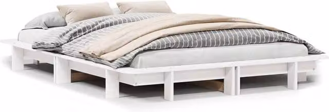 Berkfield Home Modern Solid Wood Pine Bed Frame, White, W: 140 cm, D: 200 cm