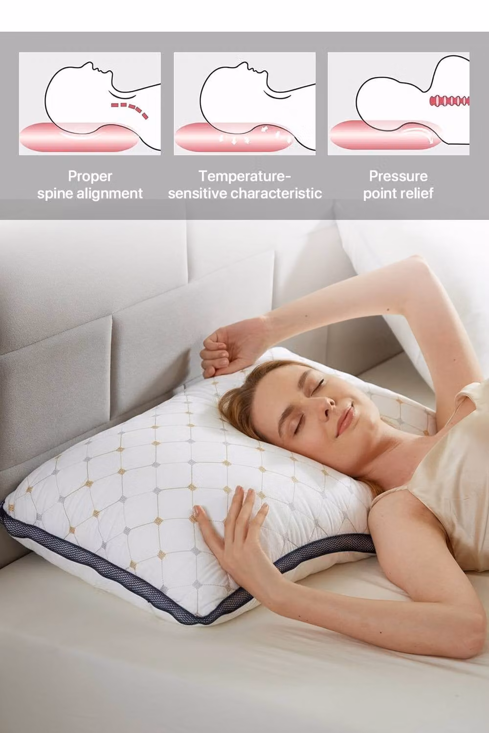 Garden Sanctuary Height Adjustable Microfibre and Polyester Pillow Insert in White – 3