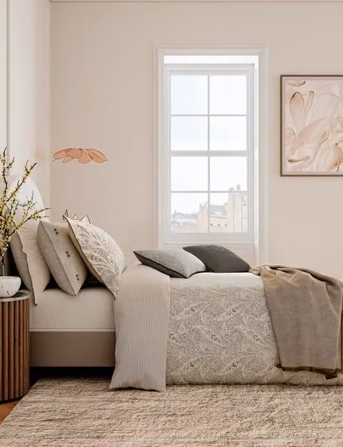Bedeck of Belfast Umma Reversible Floral Cotton Mako Sateen Bedding Set, Charcoal Grey, W: 180 cm x L: 200 cm