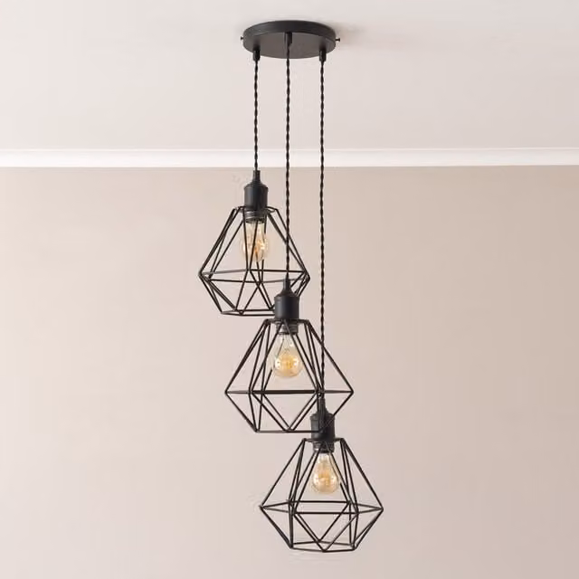 ValueLights Diablo 3 Drop Cluster Ceiling Pendant Light in Black Metal