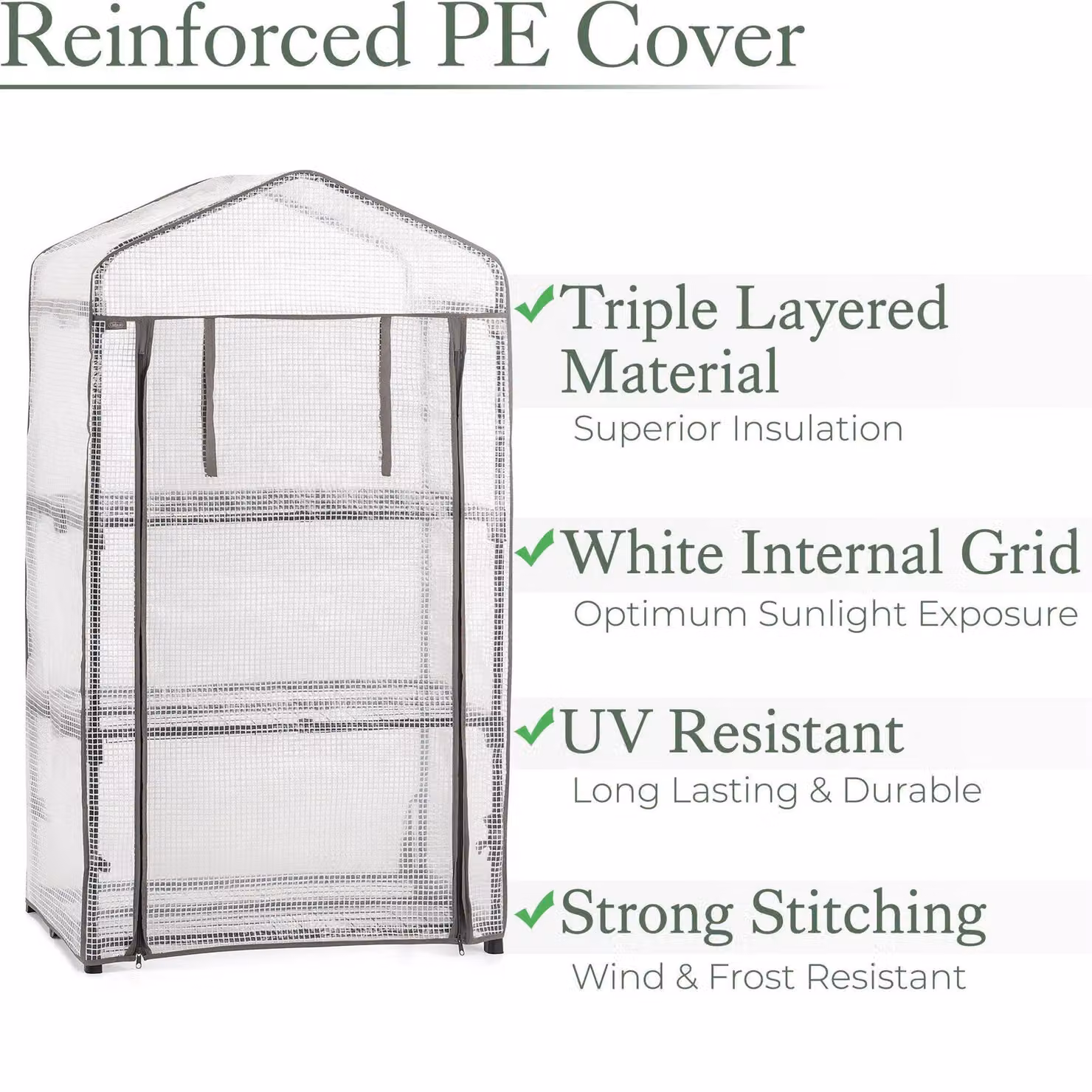 Christow Mini 3 Tier Greenhouse with Steel Frame and Reinforced PE Cover in Grey – 3