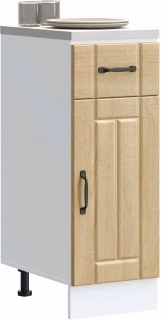 Berkfield Home Lucca Kitchen Base Cabinet in Sonoma Oak, Light Brown, W/D/H: 81.5 x 46 x 30 cm