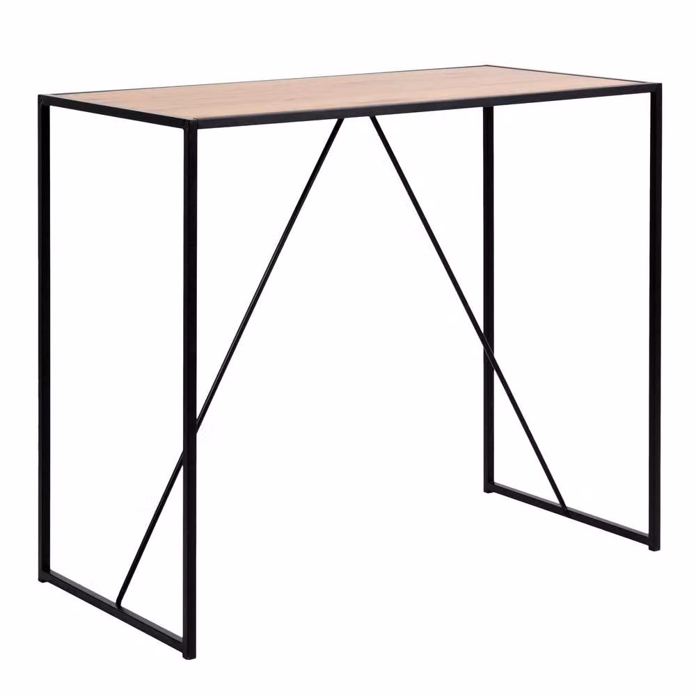Wyld Haus El Paso Bar Table with Wild Oak Veneer Top and Matte Black Steel Sledge Base in Natural – 2