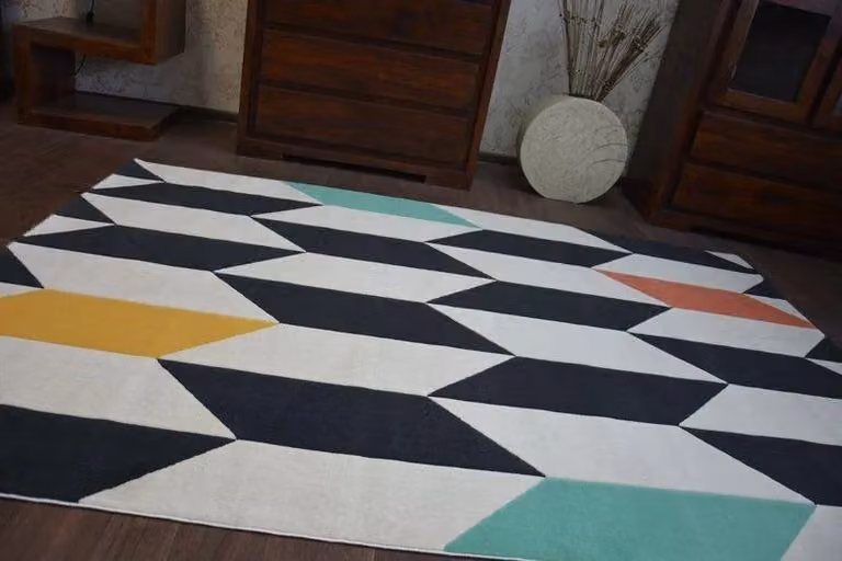RugsX Scandi Geometric Rectangular Rug in White and Multicolour, W: 160 cm, D: 230 cm