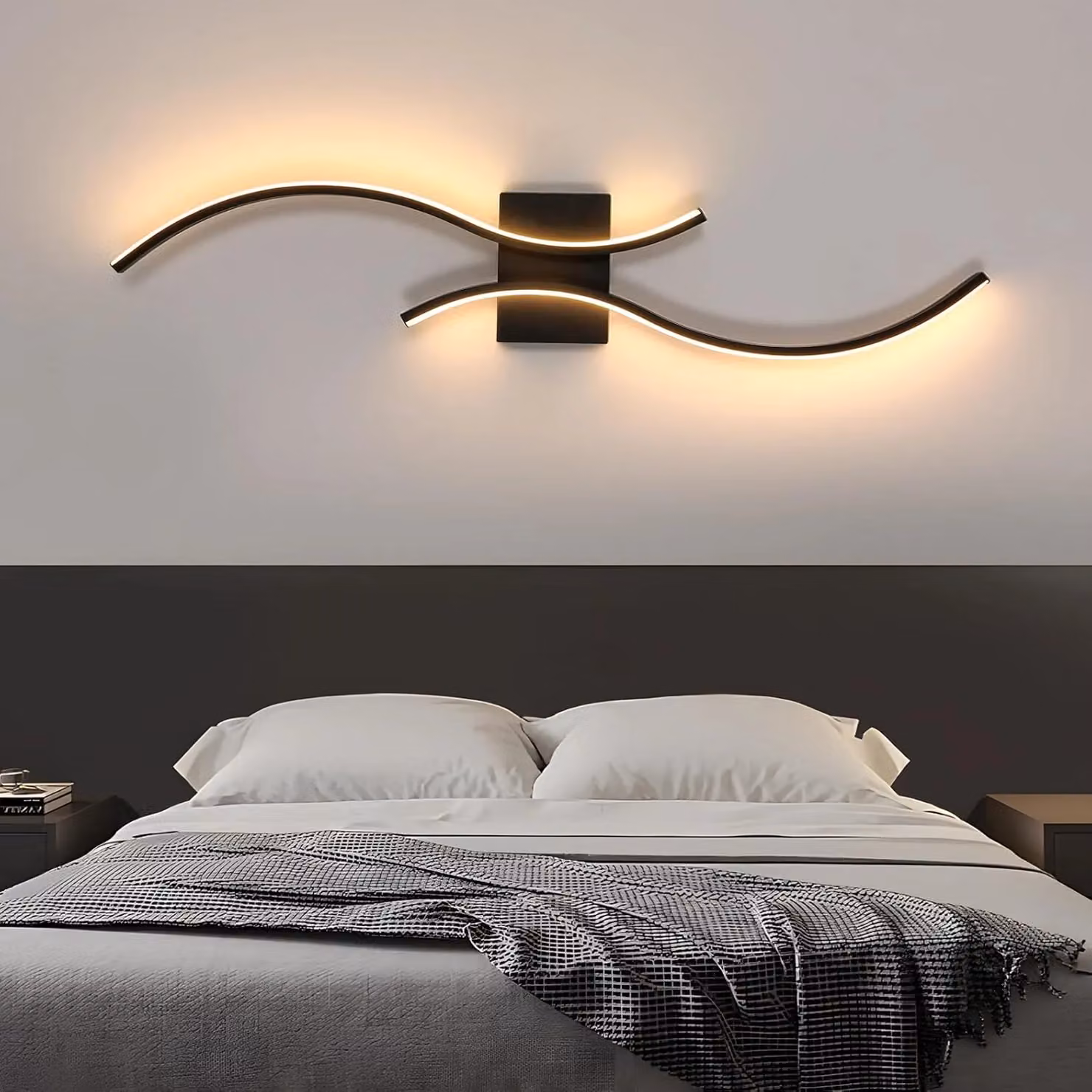 COMELY Modern LED Indoor Wall Light in Black, Diameter: 80 cm – 2