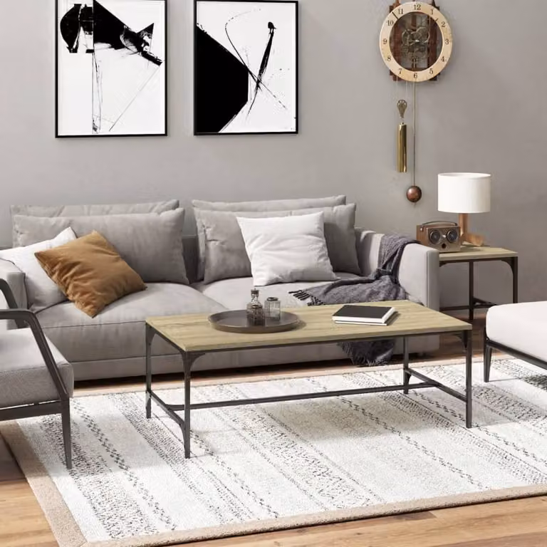 Berkfield Home Sonoma Oak Coffee Table in Light Tan, W: 100 cm, D: 50 cm, H: 35 cm