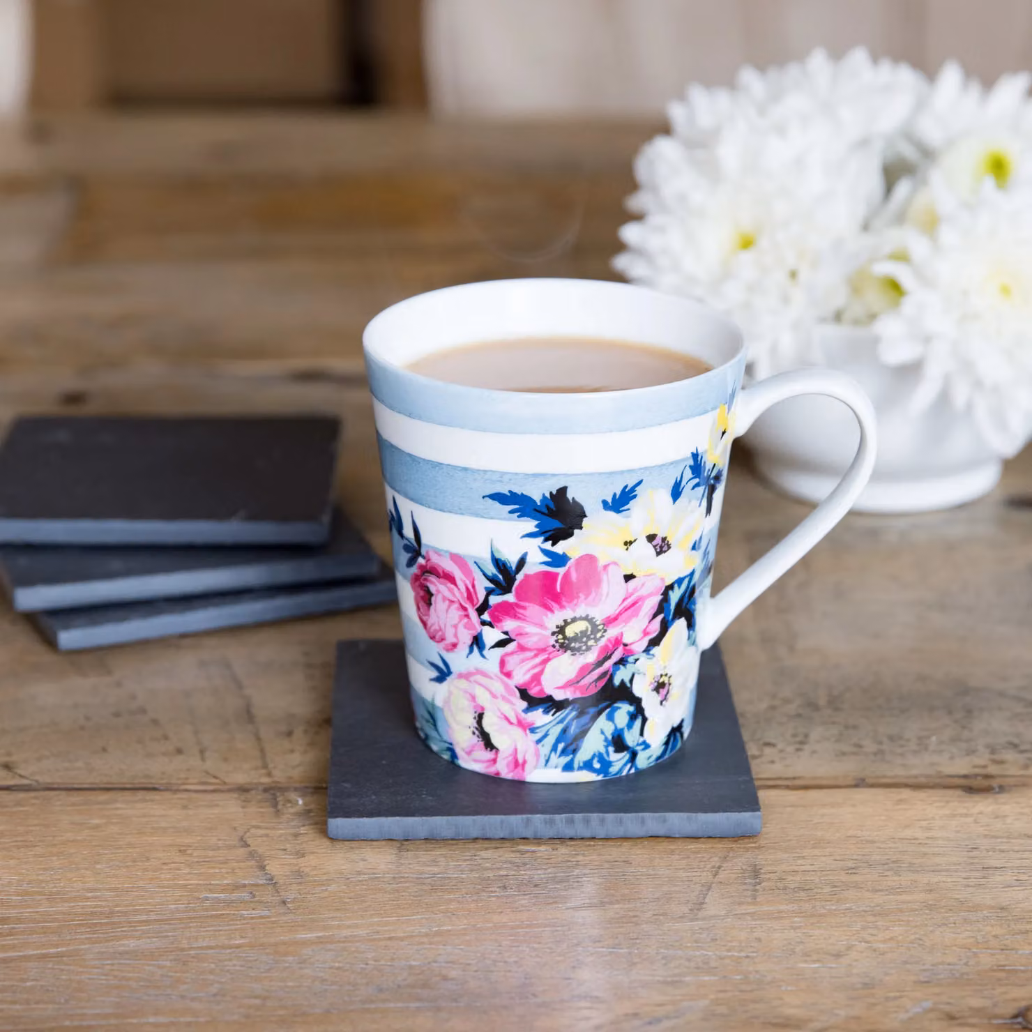 Creative Tops Naturals Set of 4 Square Slate and Cork Coasters in Black and Grey – 4