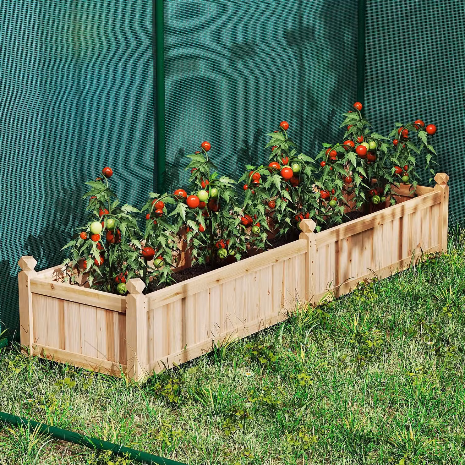 Gymax Large Wooden Raised Garden Bed Planter Box with Divider, Beige, W: 59.0 cm, D: 40.0 cm, H: 59.0 cm – 4