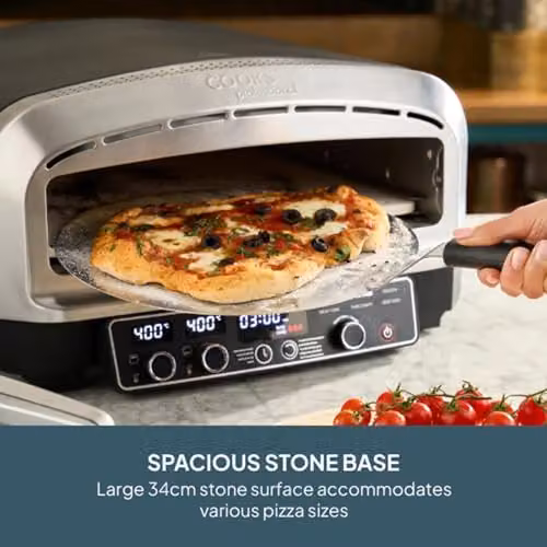 Cooks Professional Pizza Pro Maker 450 Silver Electric Portable Pizza Oven with 2200W Power and Dual Heating Controls – 3