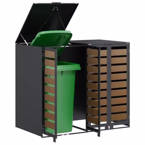 vidaXL Wheelie Bin Storage for 2 Bins in Anthracite Steel