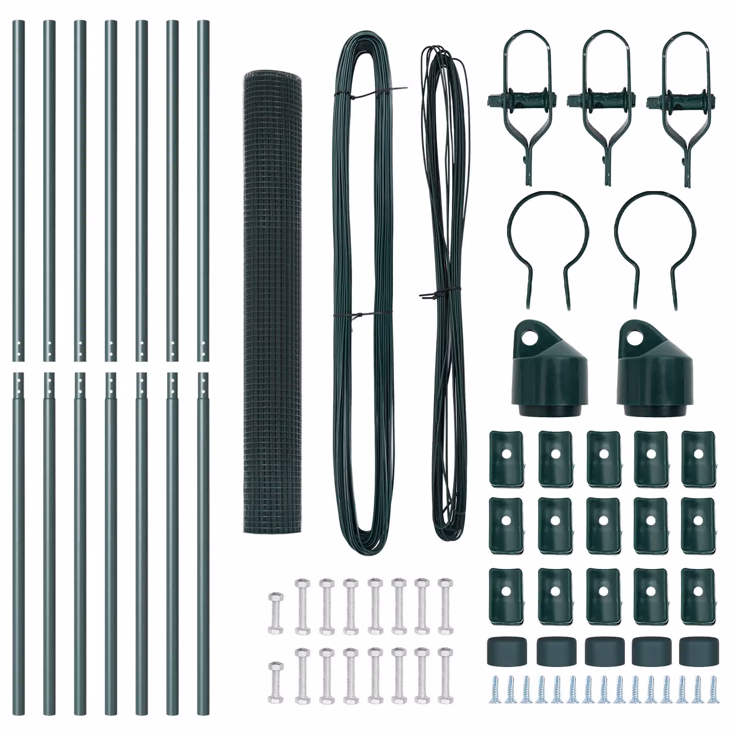 Berkfield Home Green Powder-Coated Steel Welded Wire Fence with 7 Posts, W: 10 m, H: 1.4 m – 3