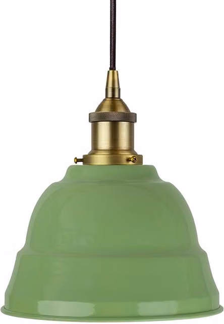 SE Home Lincoln Round Pendant Light in Mint Green with Matt Antique Brass and Black Metal Finish