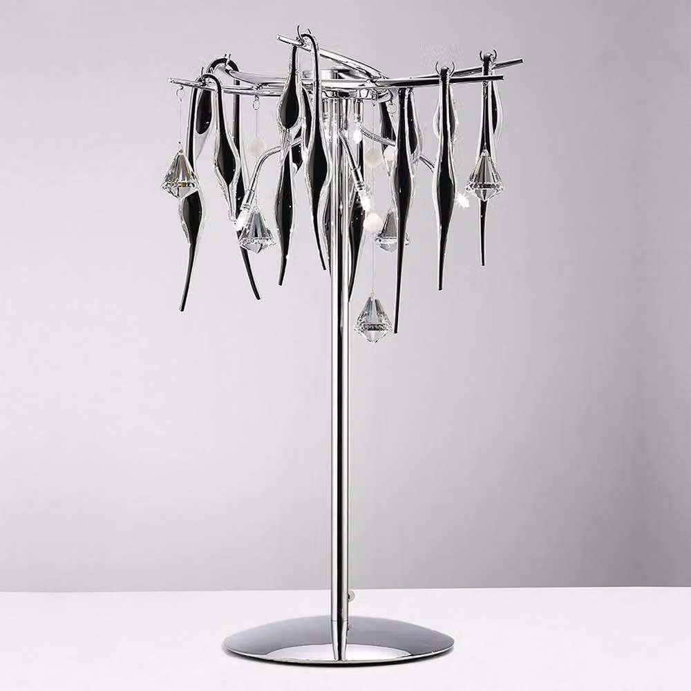 Netlighting Cygnet Table Lamp in Chrome and Black Glass with 6 G4 Lights – 2