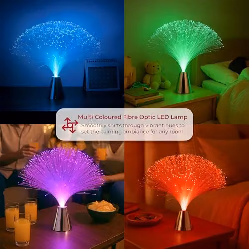 Innoteck Multicolour Fibre Optic LED Lamp with Rotating Effect, Battery Operated Night Light, H: 33.0 cm, W: 8.0 cm, D: 8.0 cm – 4
