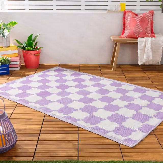 Furn Checkerboard Indoor Outdoor Woven Rug in Purple, W/D/H: 120 x 180 cm – 2
