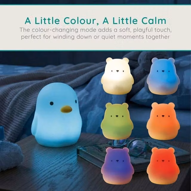 Alecto Rechargeable LED Bird Night Light in White Silicone