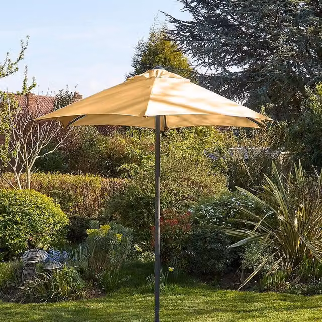 Home Source Gozo Aluminium Vented Parasol, Beige, Diameter: 200 cm