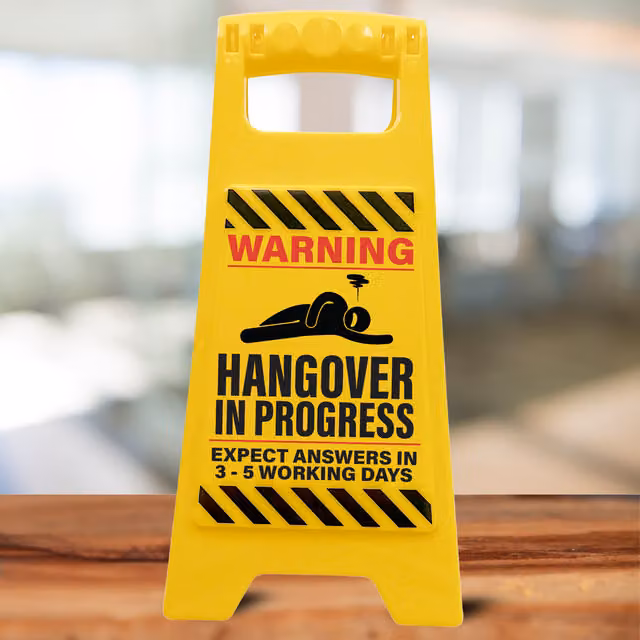 Boxer Gifts Hangover in Progress Novelty Tabletop Desk Sign, Yellow