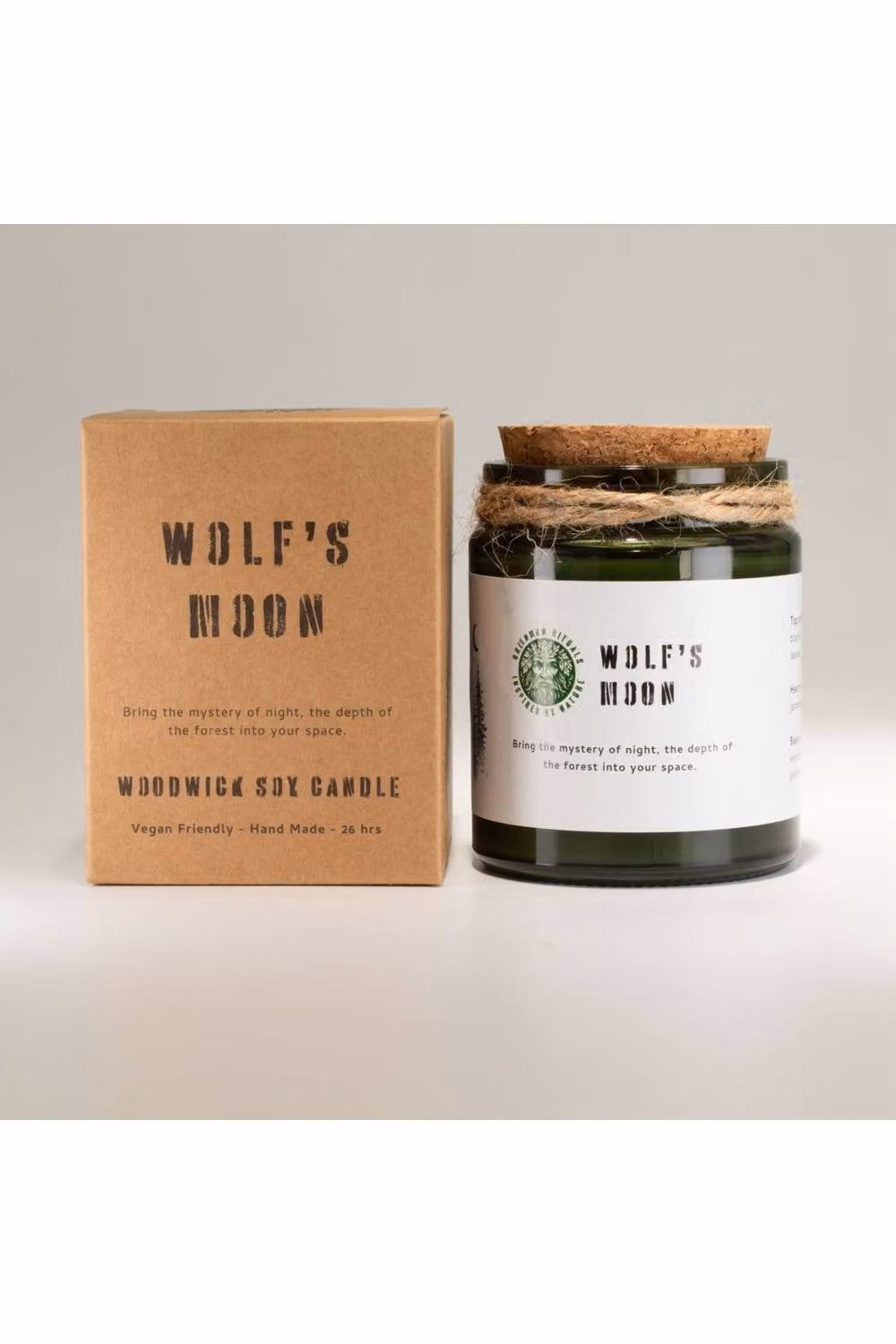KDMD Wolfs Moon Woodwick Soy Candle in a Deep Green Glass Jar – 2