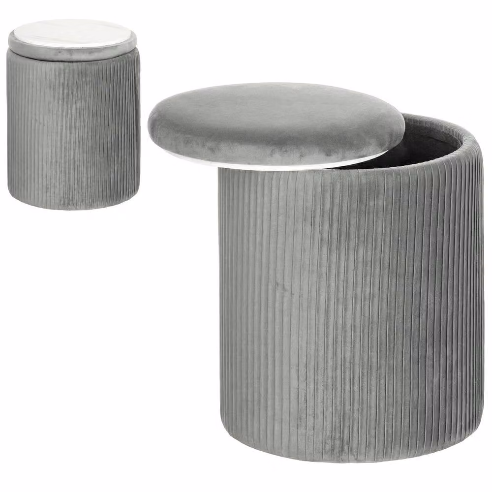 STILVORA Grey Fabric Storage Ottoman with Coffee Table Lid – 4